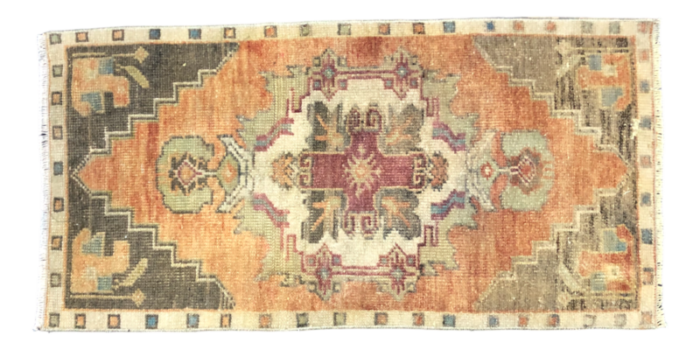 small vintage turkish handmade wool rug 1960s 8236