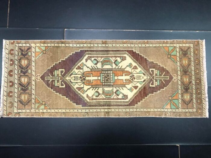 small vintage turkish handmade wool rug 1960s 9473