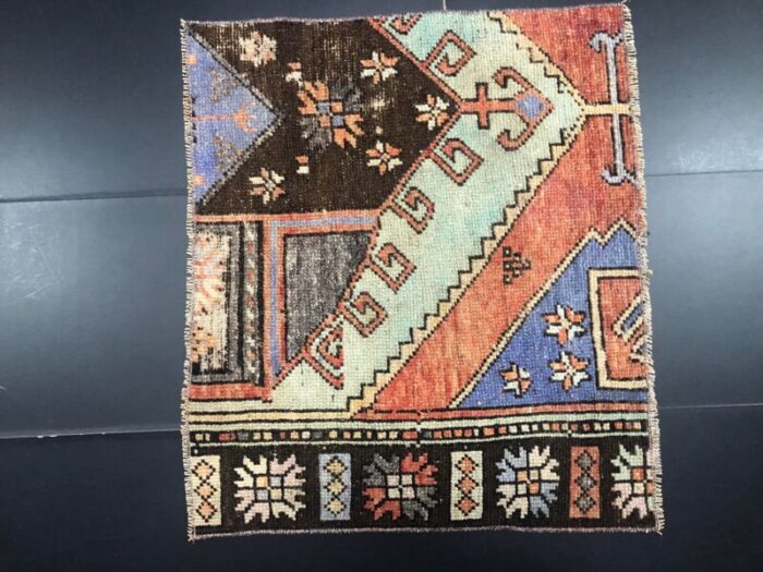 small vintage turkish wool rug 1960s 4017