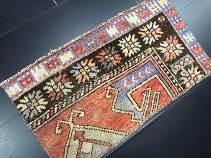 small vintage turkish wool rug 1960s 8048