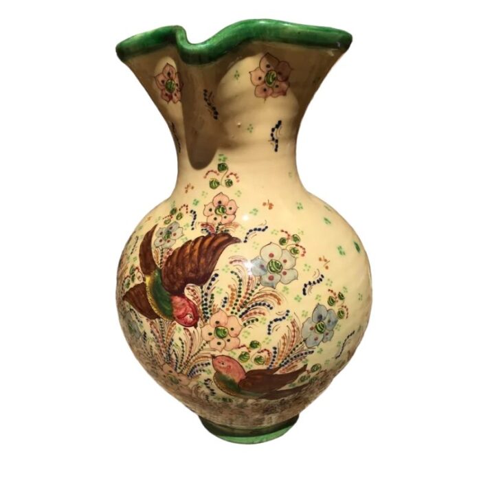 spanish jar with hand painting decoration with birds and flowers by puente del arzobispo 1