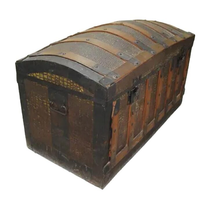 spanish wooden and iron trunk 1293