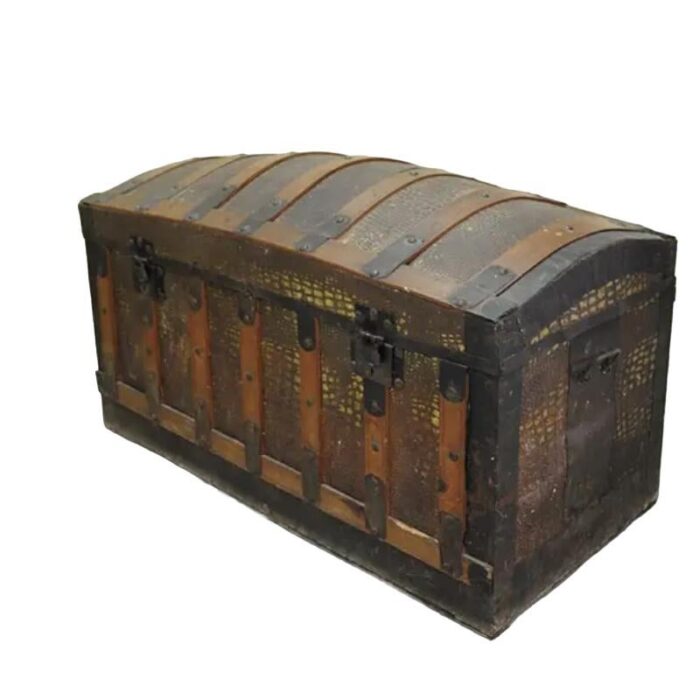 spanish wooden and iron trunk 5791