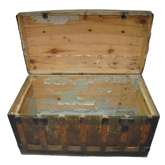 spanish wooden and iron trunk 5817