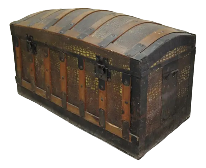 spanish wooden and iron trunk 6603