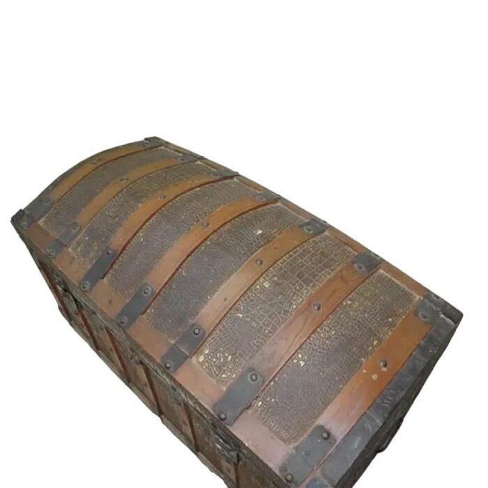 spanish wooden and iron trunk 7604