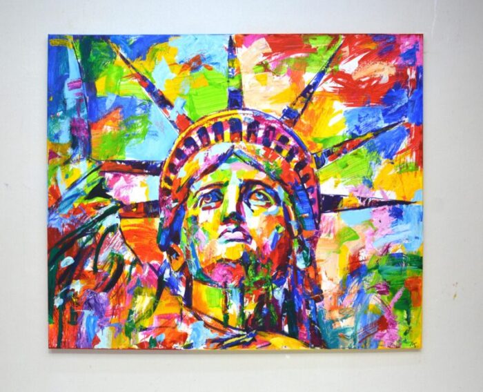 statue of liberty 3 original contemporary painting 7802