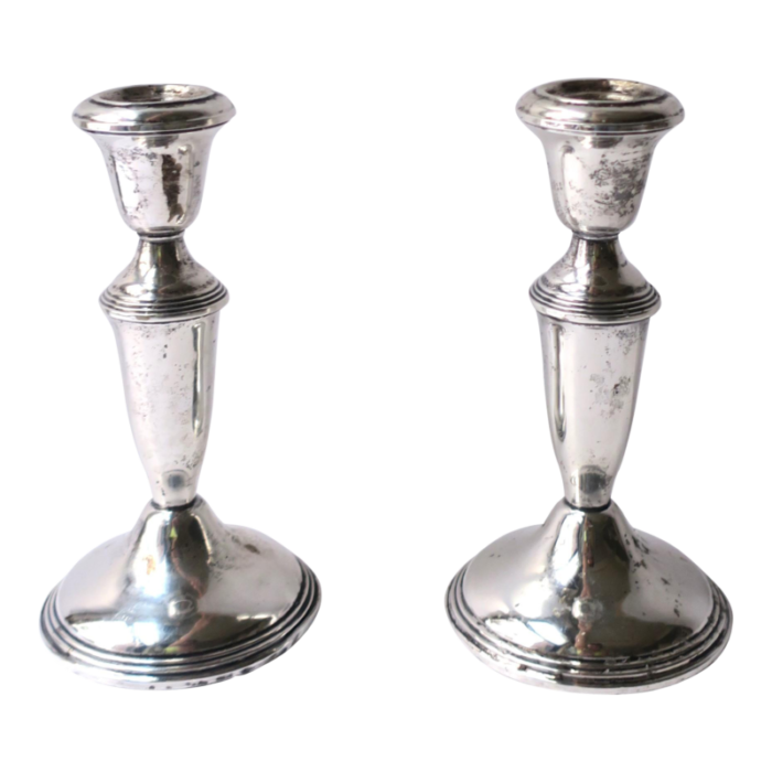 sterling silver candlesticks holder pair 4872