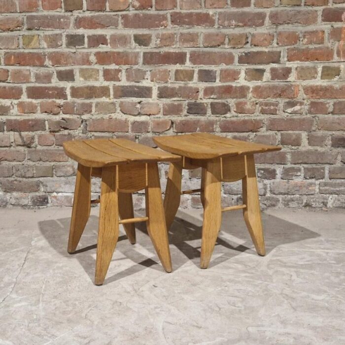 stools thierry attributed to guillerme and chambron for votre maison 1950s set of 2 0387