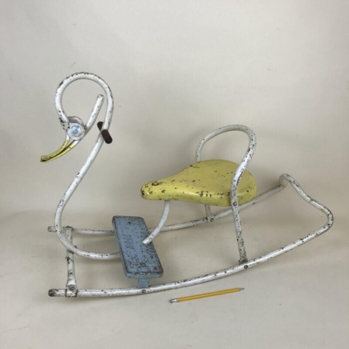 swan shaped swing in tubular metal from mobo england 1950s 1