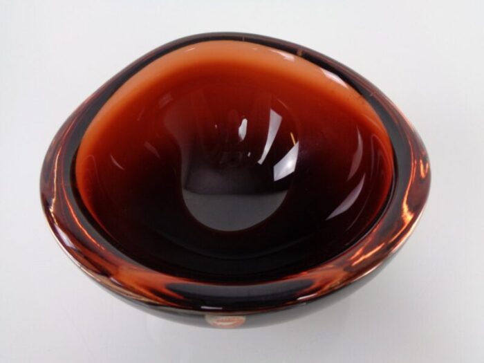 swedish burgundy glass bowl from orrefors 1960s 1