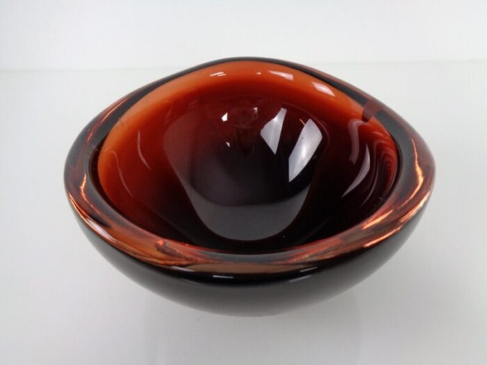 swedish burgundy glass bowl from orrefors 1960s 10