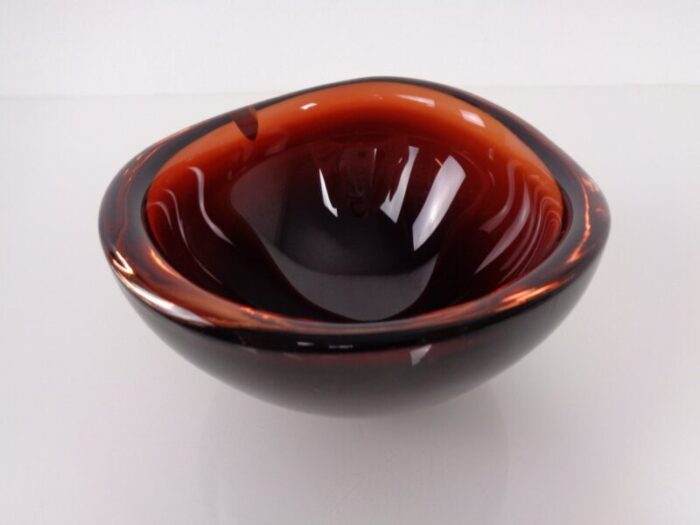 swedish burgundy glass bowl from orrefors 1960s 11