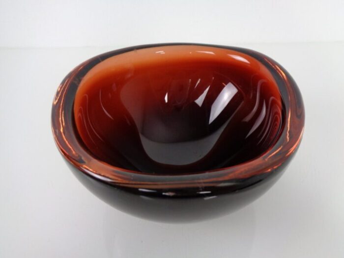 swedish burgundy glass bowl from orrefors 1960s 12