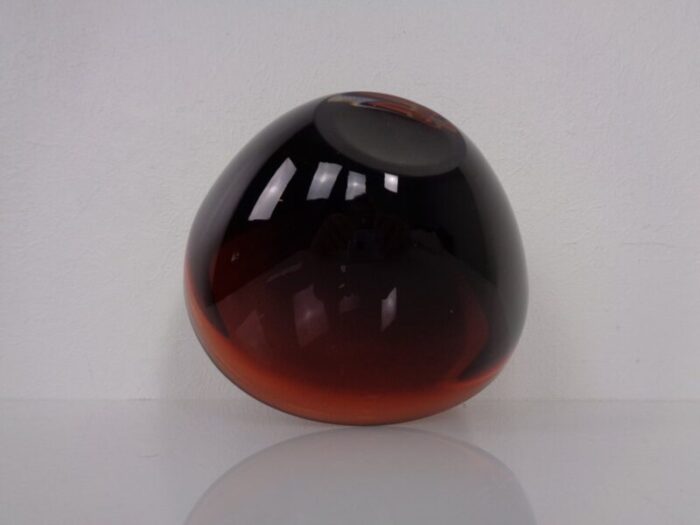 swedish burgundy glass bowl from orrefors 1960s 16