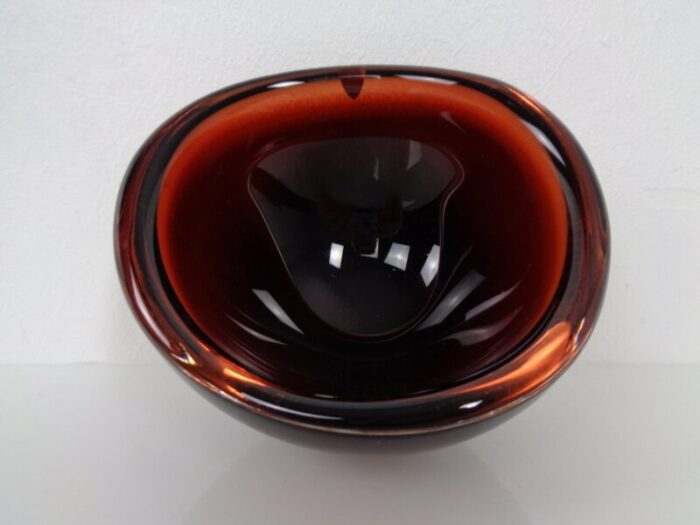 swedish burgundy glass bowl from orrefors 1960s 18