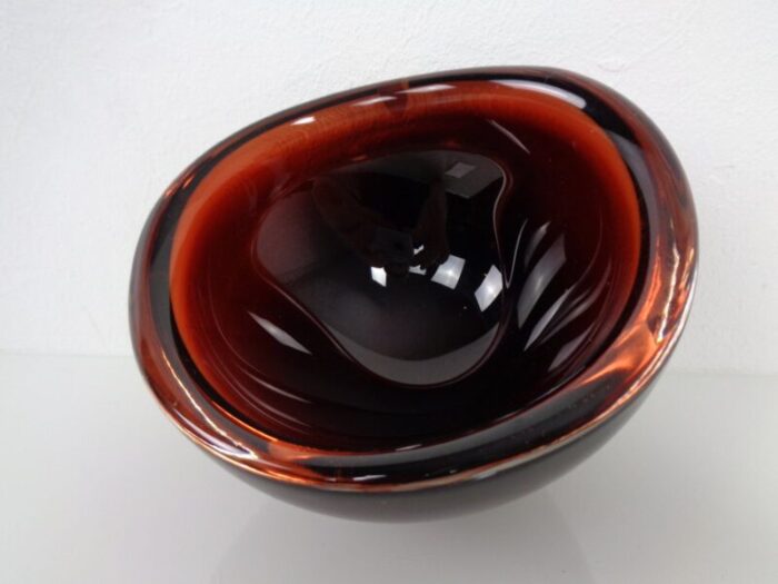 swedish burgundy glass bowl from orrefors 1960s 20