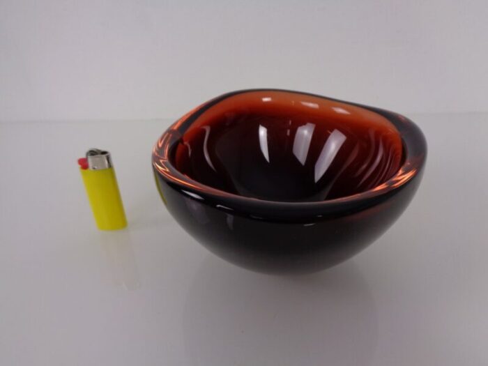 swedish burgundy glass bowl from orrefors 1960s 4