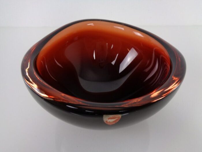 swedish burgundy glass bowl from orrefors 1960s 5