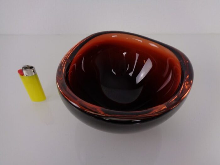 swedish burgundy glass bowl from orrefors 1960s 6