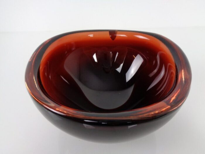 swedish burgundy glass bowl from orrefors 1960s 7