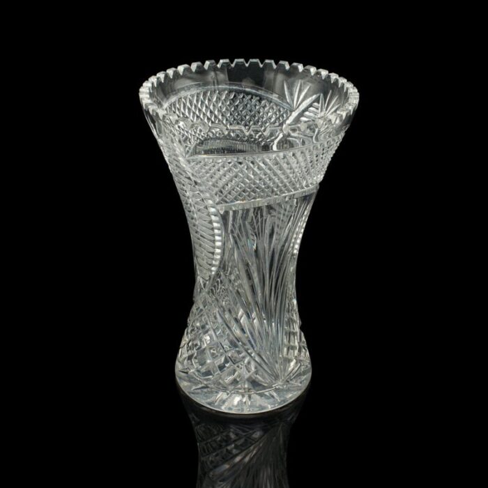 tall vintage crystal flower vase 1950s 1