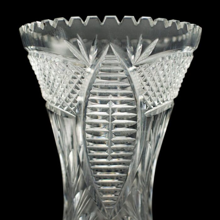 tall vintage crystal flower vase 1950s 10