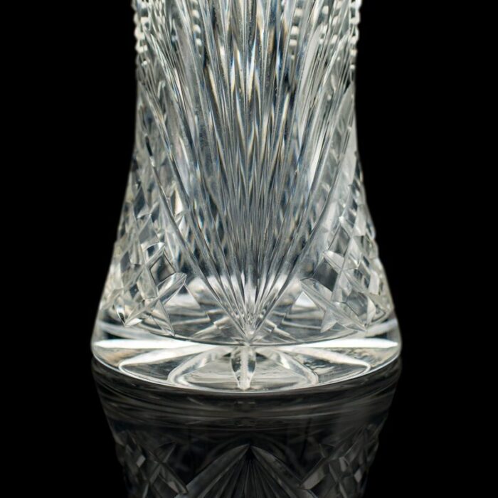 tall vintage crystal flower vase 1950s 12