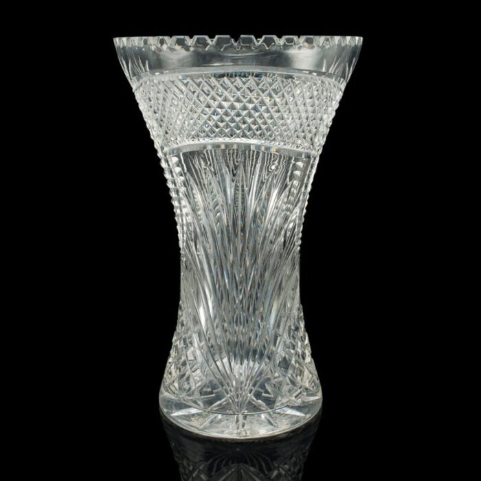 tall vintage crystal flower vase 1950s 3