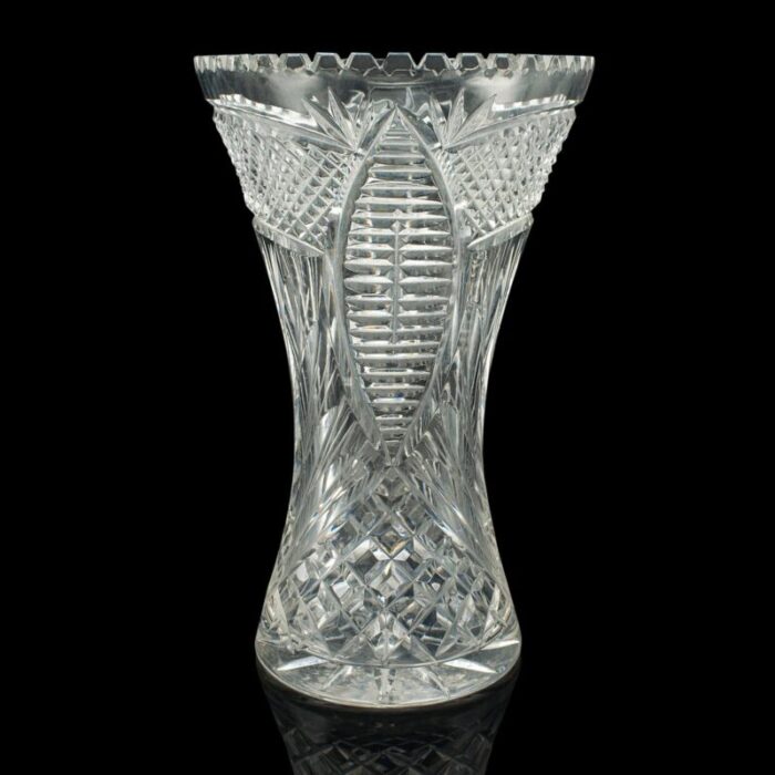 tall vintage crystal flower vase 1950s 4