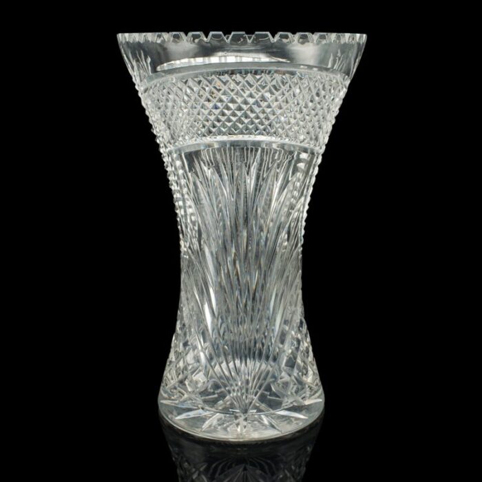 tall vintage crystal flower vase 1950s 5