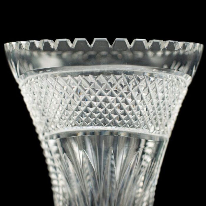 tall vintage crystal flower vase 1950s 9