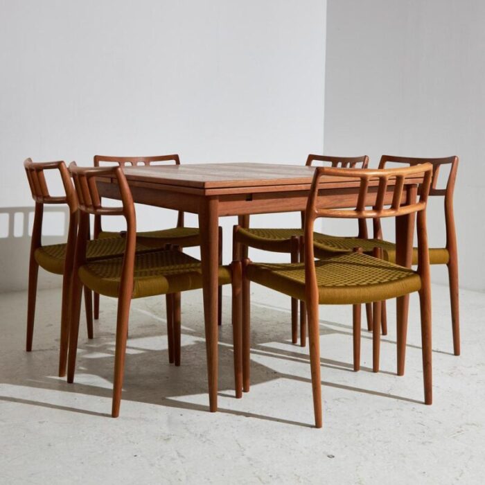 teak dining set by niels o mller for jl mllers mbelfabrik 1960s set of 7 5285