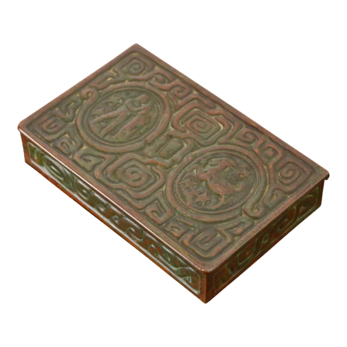 tiffany studios new york zodiac patinated bronze box circa 1910 2420