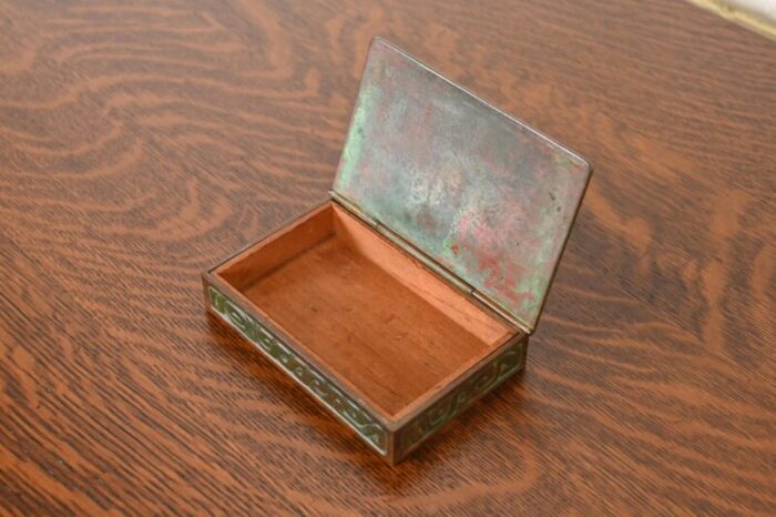 tiffany studios new york zodiac patinated bronze box circa 1910 2652