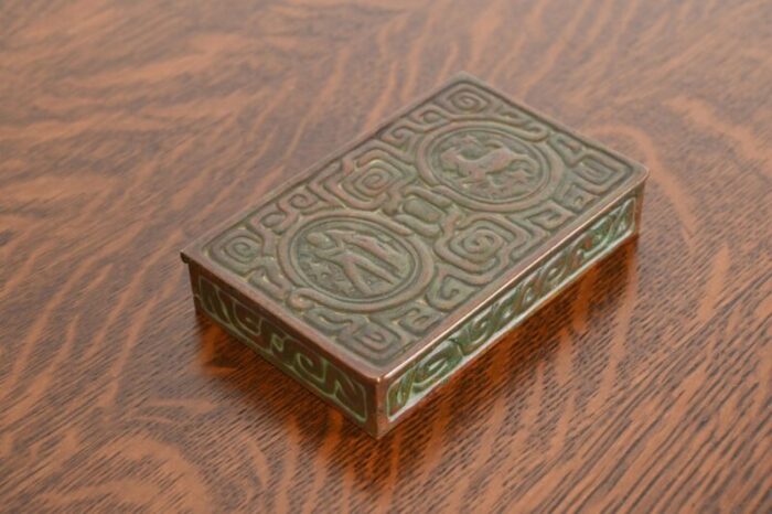 tiffany studios new york zodiac patinated bronze box circa 1910 4109