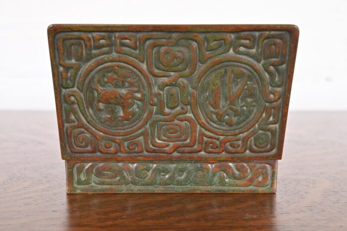 tiffany studios new york zodiac patinated bronze box circa 1910 4211