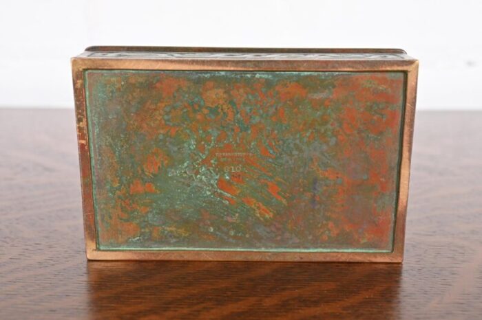 tiffany studios new york zodiac patinated bronze box circa 1910 5098