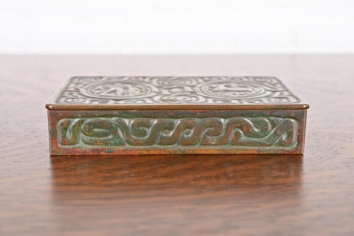 tiffany studios new york zodiac patinated bronze box circa 1910 7162