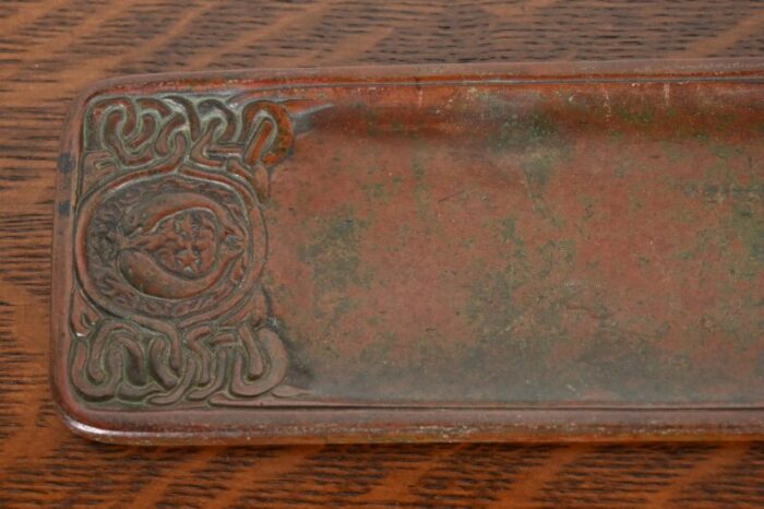 tiffany studios new york zodiac patinated bronze pen tray circa 1910 2753