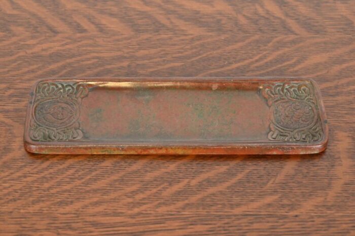 tiffany studios new york zodiac patinated bronze pen tray circa 1910 9757