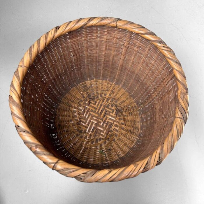 traditional japanese okimono kago storage basket bamboo basket showa era 1950s 8