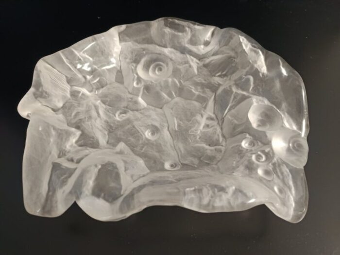 transparent heavy crystal trinket bowl ashtray with shells attributed to jolanda prinsen 1970s 7