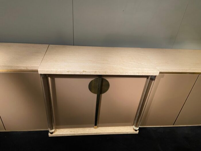 travertine and acrylic glass lacquered sideboard from belgo chrom 1970s 1839