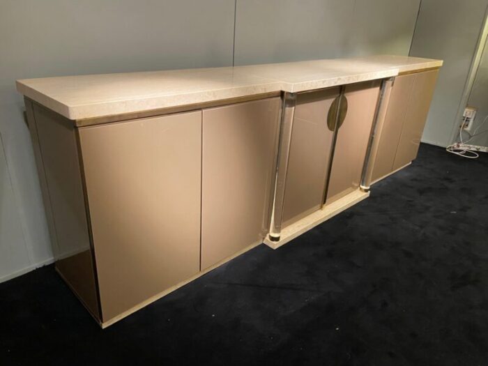 travertine and acrylic glass lacquered sideboard from belgo chrom 1970s 4266