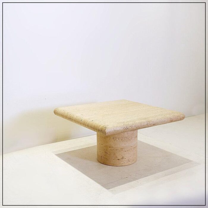 travertine side table attributed to angelo mangiarotti for up and up 0859