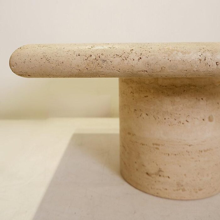 travertine side table attributed to angelo mangiarotti for up and up 3736