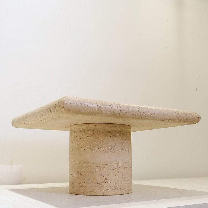 travertine side table attributed to angelo mangiarotti for up and up 3772