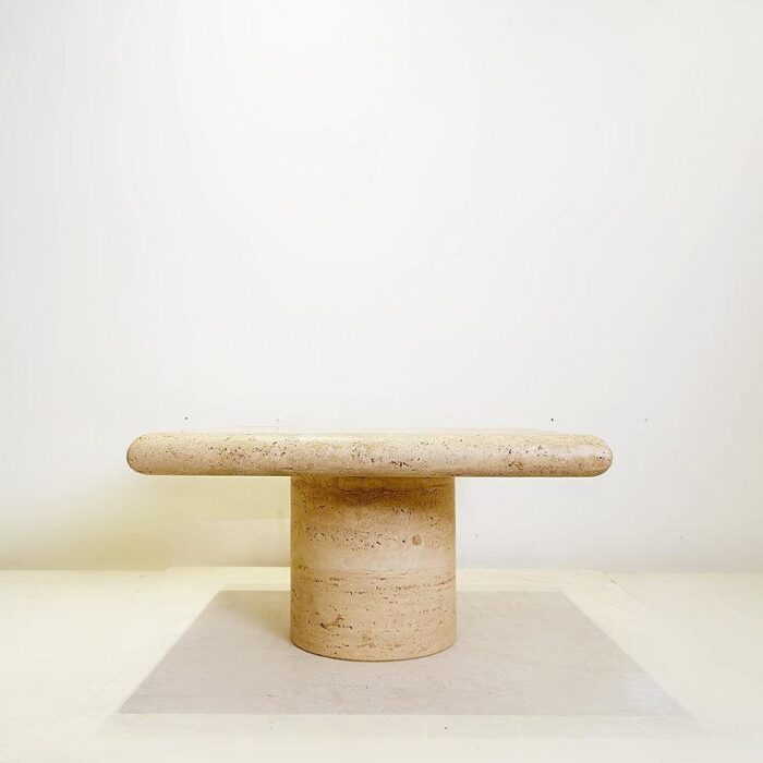 travertine side table attributed to angelo mangiarotti for up and up 8473