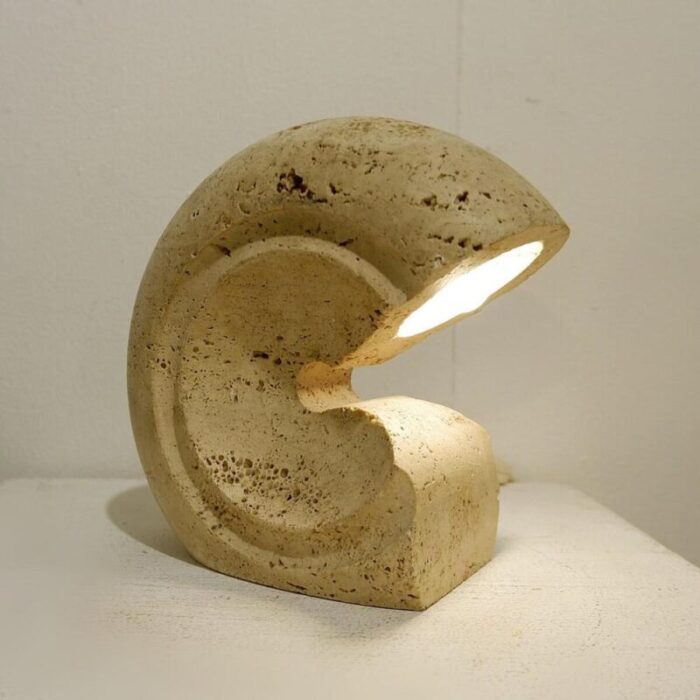 travertine table lamp attributed to giuliano cesari for luigi sormani italy 1960s 5060